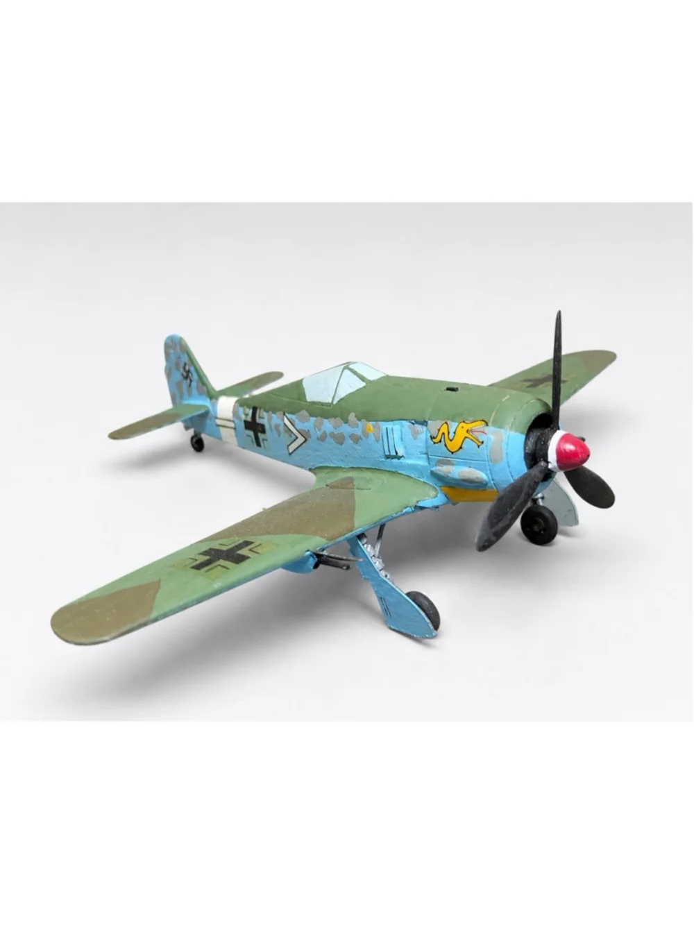 Hand Carved Wood Focke-Wulf Fw 190 WWII German Fighter Model Signed 2004